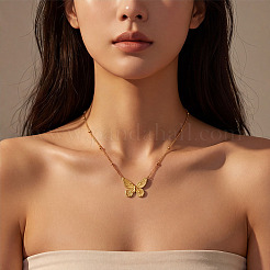 304 Stainless Steel Butterfly Pendant Necklaces for Women&nbsp;WG3CA99-01