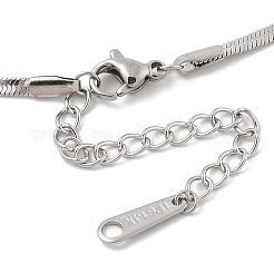 304 Stainless Steel Heart Pendant Flat Snake Chain Necklaces for Women&nbsp;NJEW-F328-08P