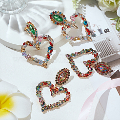 2 Pairs 2 Colors Rhinestone Hollow Out Heart Dangle Stud Earrings&nbsp;EJEW-FI0001-13
