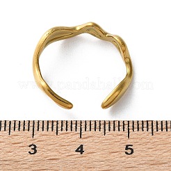 PVD Vacuum Plating 304 Stainless Steel Wave Open Cuff Ring for Women&nbsp;RJEW-C040-02G