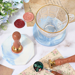 2Pcs 2 Styles Marble Pattern Porcelain Cup Coasters&nbsp;AJEW-CP0009-18B