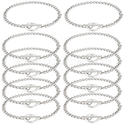 12Pcs 304 Stainless Steel Twisted Curb Chains Bracelets&nbsp;BJEW-SC0001-61P