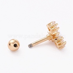 Brass Micro Pave Clear Cubic Zirconia Barbell Cartilage Earrings&nbsp;AJEW-P017-15G