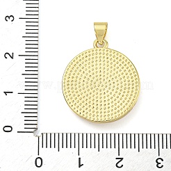 Rack Plating Brass Pave Shell Flat Round Pendants&nbsp;KK-Z063-11G-01