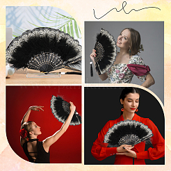 Plastic & Feather Fan Staves Design&nbsp;AJEW-WH20064-47A