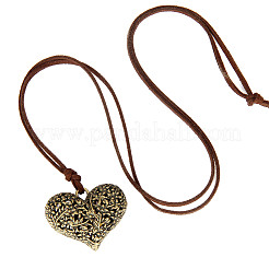 Alloy Hollow Flower Heart Pendant PU Leather Cord Long Necklaces for Women&nbsp;FS-WGBB05C-01