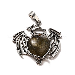 Natural Labradorite Heart Pendants&nbsp;KK-K331-01AS-04