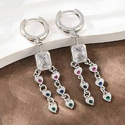 Brass Micro Pave Cubic Zirconia Chandelier Earrings&nbsp;KK-CBA8324-15P