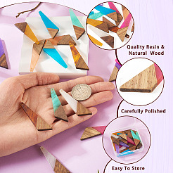 16Pcs 8 Colors Resin & Wood Pendants&nbsp;WOOD-TA0002-70