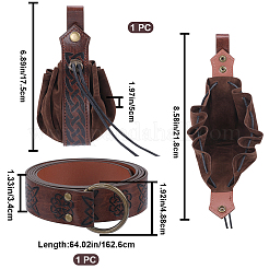 Men's Viking PU Leather Belt Chain with Belt Pouch Renaissance&nbsp;DIY-WH0504-46A