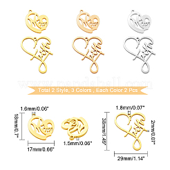 12Pcs 6 Style Ion Plating(IP) 304 Stainless Steel Pendants&nbsp;STAS-UN0031-21