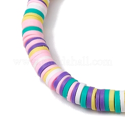 3Pcs 3 Colors Polymer Clay Disc Beaded Stretch Bracelet Sets&nbsp;BJEW-JB10439-01