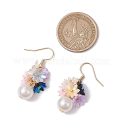 Flower ABS Plastic Imitation Pearl Dangle Earrings&nbsp;EJEW-JE06376