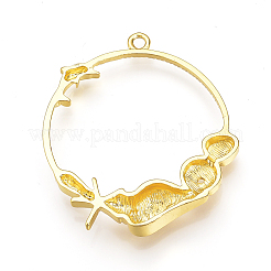 Rack Plating Alloy Open Back Bezel Pendants&nbsp;X-PALLOY-Q351-31G-FF