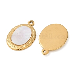 304 Stainless Steel Natural White Shell Pendants&nbsp;STAS-L288-04G-02