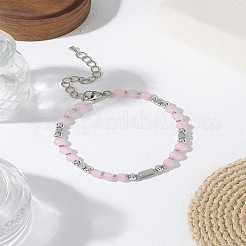 1Pc Natural Rose Quartz Round Beaded Bracelets for Women Men&nbsp;BJEW-LP0015-14