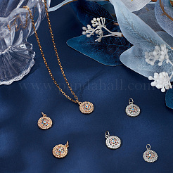 6Pcs 2 Colors Brass Micro Pave Cubic Zirconia Pendants&nbsp;ZIRC-BBC0003-68B
