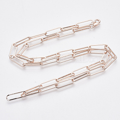 Brass Flat Oval Paperclip Chain Necklace Making&nbsp;MAK-S072-07B-RG