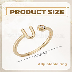 1Pc Brass Micro Pave Clear Cubic Zirconia Open Cuff Rings for Women&nbsp;RJEW-LP0002-37U