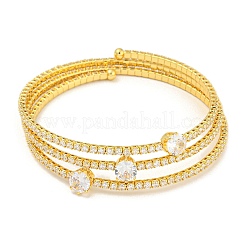 Rack Plating Brass Pave Clear Cubic Zirconia Open Cuff Wrap Bangles&nbsp;BJEW-B110-01G-02