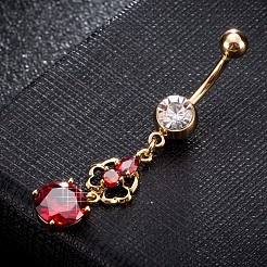 Brass Cubic Zirconia Navel Ring&nbsp;AJEW-EE0004-30C