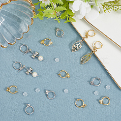 20Pcs 2 Colors Brass Clip-on Hoop Earring Converters Findings&nbsp;KK-SP0002-53