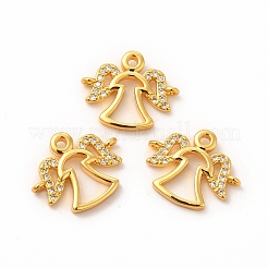 Eco-Friendly Rack Plating Brass Micro Pave Clear Cubic Zirconia Connector Charms&nbsp;KK-F851-09G