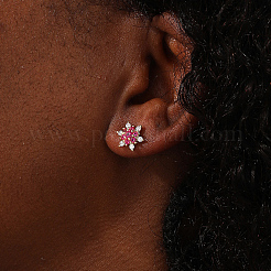 Brass Cubic Zirconia Snowflake Stud Earrings&nbsp;EG4192