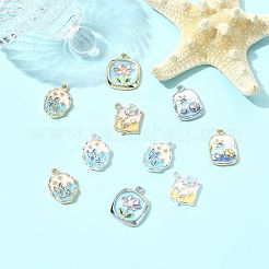 10Pcs 8 Styles Alloy Enamel Pendants&nbsp;FIND-FS0004-49