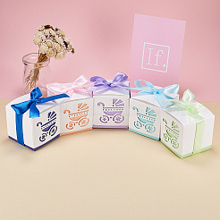 Hollow Stroller BB Car Carriage Candy Box wedding party gifts with Ribbons&nbsp;CON-BC0004-97B