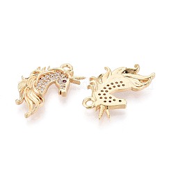 Brass Pave Clear Cubic Zirconia Pendants&nbsp;KK-T081-03G