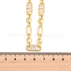7MM Brass Pave Cubic Zirconia Figaro Chain Necklaces&nbsp;NJEW-D324-03G-06