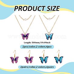 Light Gold Alloy Butterfly Jewelry Set with Plastic Pearl&nbsp;SJEW-HY0001-17