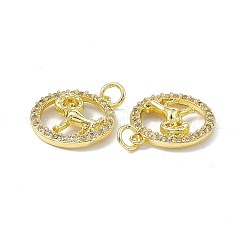 Real 18K Gold Plated Brass Micro Pave Clear Cubic Zirconia Pendants&nbsp;KK-E068-VB409-1