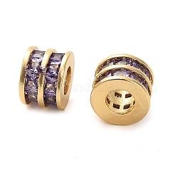 Brass Micro Pave Cubic Zirconia Beads&nbsp;KK-D093-04G-02