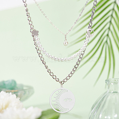 42Pcs 7 Style 201 Stainless Steel Filigree Pendants&nbsp;STAS-DC0014-75