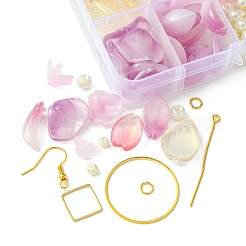 DIY Leaf & Flower Glass Earrings Jewelry Making Kits&nbsp;DIY-FS0007-06