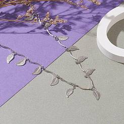 Non-Tarnish 304 Stainless Steel Leaf Pendant Necklaces&nbsp;NJEW-JN03293-04