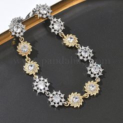 Brass Micro Pave Clear Cubic Zirconia Link Chain Bracelets for Women&nbsp;BJEW-C156-06B-GP