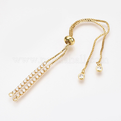 Adjustable Brass Micro Pave Cubic Zirconia Chain Bracelet Making&nbsp;ZIRC-T004-39G