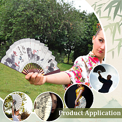 3Pcs 3 Styles Bamboo with Cloth Folding Fan&nbsp;AJEW-PH0006-46