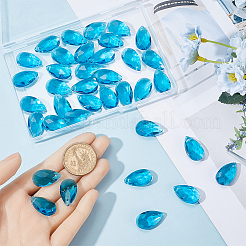 40Pcs Faceted Teardrop Glass Pendants&nbsp;GLAA-SP0001-11D