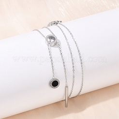 304 Stainless Steel Crystal Rhinestone Flat Round Pendant Y Necklaces&nbsp;NJEW-V001-03P
