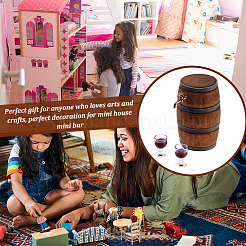 Wood & Alloy & Resin Red Wine Barrel & Wine Glass & Faucet Set&nbsp;DJEW-WH0050-23A