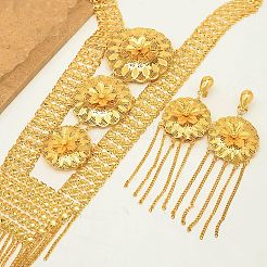 Alloy Flower Tassels Dangle Stud Earrings & Necklaces Sets for Women&nbsp;YY6705-2