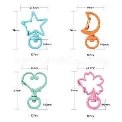 40Pcs 4 Style Spray Painted Alloy Swivel Snap Hooks Clasps&nbsp;FIND-LS0001-52