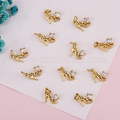20Pcs Brass Micro Pave Cubic Zirconia Stilettos Charms&nbsp;ZIRC-SZ0001-91