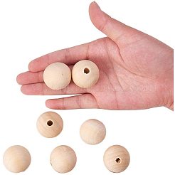 Round Unfinished Wood Beads&nbsp;WOOD-PH0004-30mm-LF