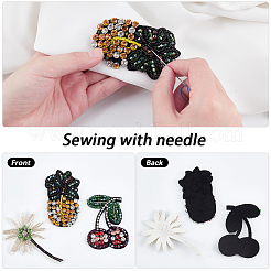 3Pcs 3 Style Tree & Pineapple & Cherry Rhinestone Beading Applqiues&nbsp;PATC-GF0001-26