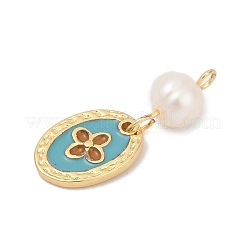 Natural Cultured Freshwater Pearl & Brass Pendants&nbsp;KK-U062-14G-01